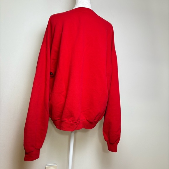 Vintage 90s Y2K USA Bright Red Patriotic Flag Sweatshirt America Freedom - Picture 4 of 14